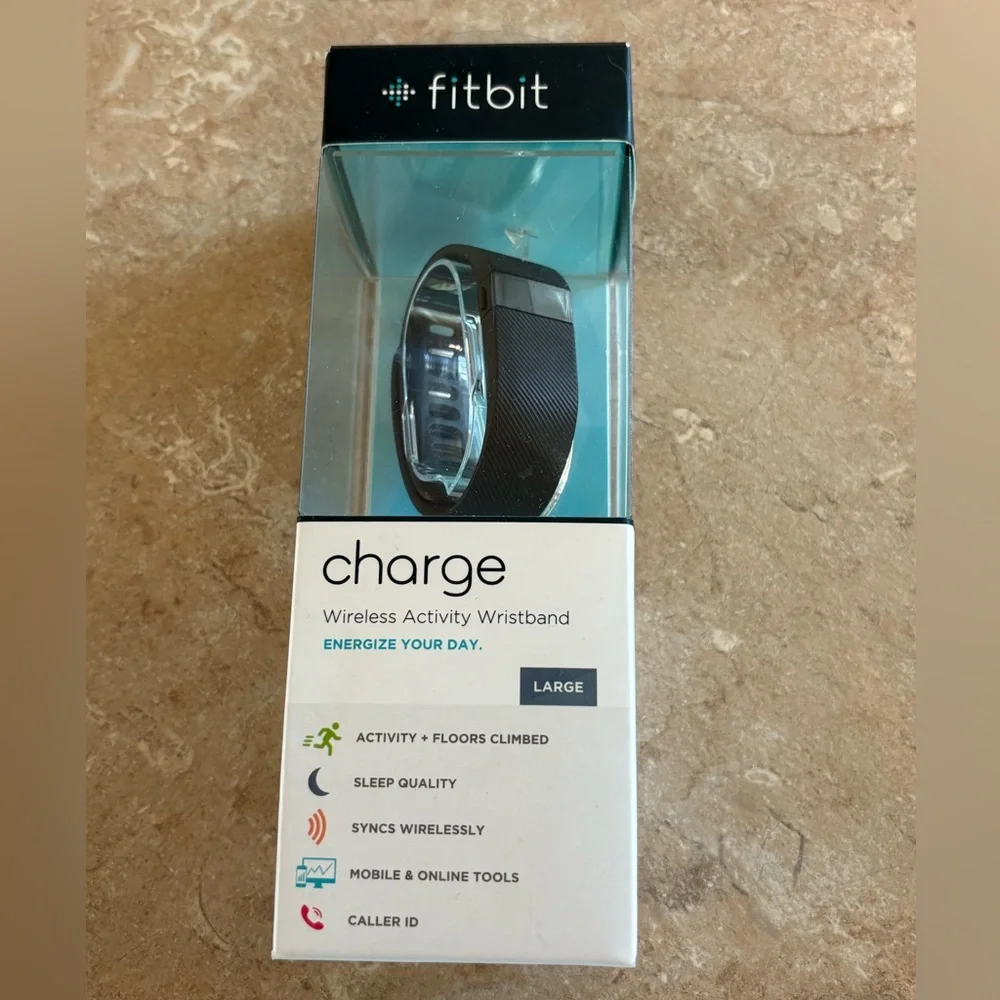 Vintage Fitbit Charge Wireless Activity Wristband Tracker Large Black NEW